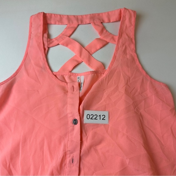 Studio Y Tank Top Womens Small Button Front Sleeveless Criss Cross Back Flowy - Picture 2 of 11